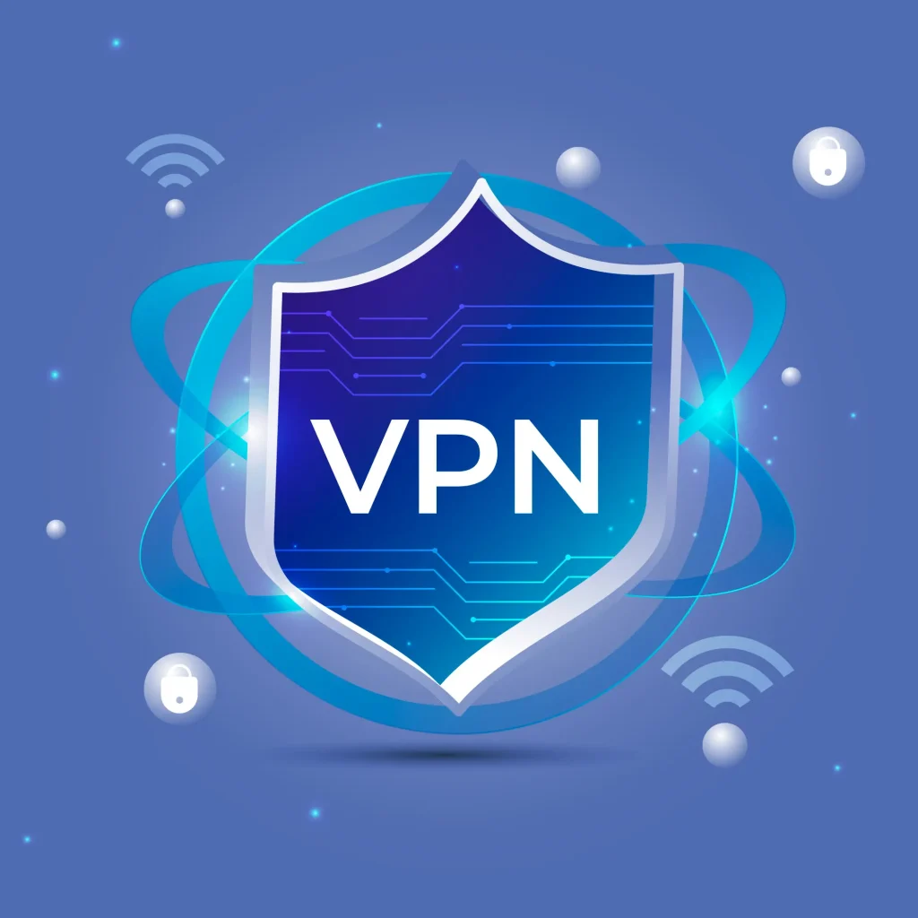 Icône VPN avec bouclier bleu